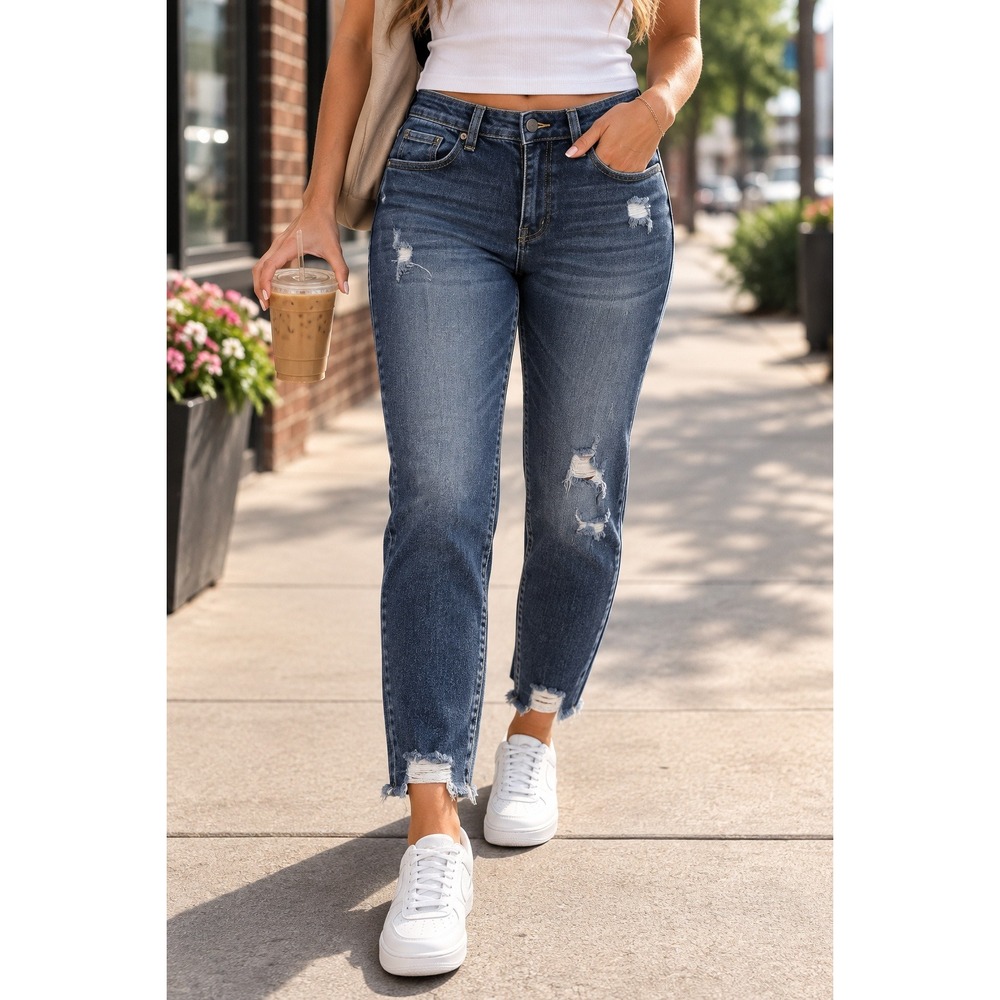 KanCan Signature Kurvy Ultra High Rise Ankle Skinny Jeans 31 Blue Distressed